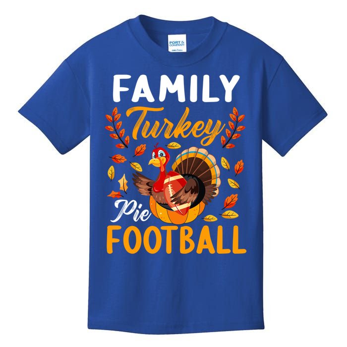 Family Thanksgiving Pie Football Cartoon Turkey Autumn Cool Gift Kids T-Shirt