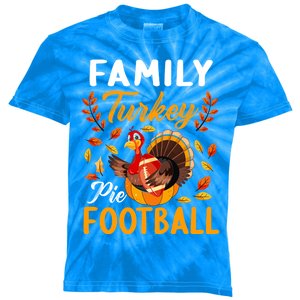 Family Thanksgiving Pie Football Cartoon Turkey Autumn Cool Gift Kids Tie-Dye T-Shirt