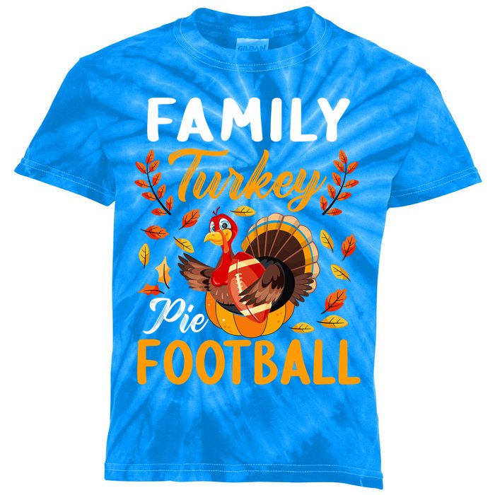 Family Thanksgiving Pie Football Cartoon Turkey Autumn Cool Gift Kids Tie-Dye T-Shirt