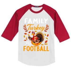 Family Thanksgiving Pie Football Cartoon Turkey Autumn Cool Gift Kids Colorblock Raglan Jersey