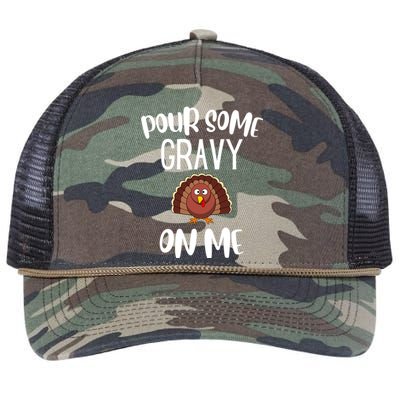 Funny Thanksgiving Pour Gravy On Me Turkey Funny Gift Retro Rope Trucker Hat Cap