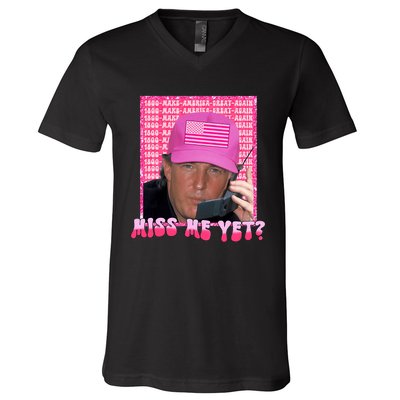 Funny Trump Pink Miss Me Yet Trump 2024 President 2024 V-Neck T-Shirt