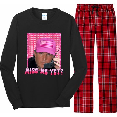 Funny Trump Pink Miss Me Yet Trump 2024 President 2024 Long Sleeve Pajama Set