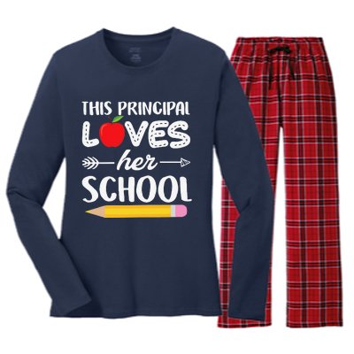 Funny This Principal Loves Her School Funny Principal Women's Long Sleeve Flannel Pajama Set 