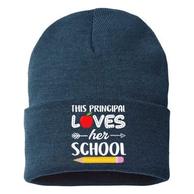 Funny This Principal Loves Her School Funny Principal Sustainable Knit Beanie