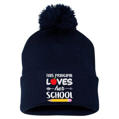 Funny This Principal Loves Her School Funny Principal Pom Pom 12in Knit Beanie