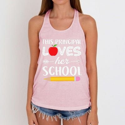 Funny This Principal Loves Her School Funny Principal Women's Knotted Racerback Tank