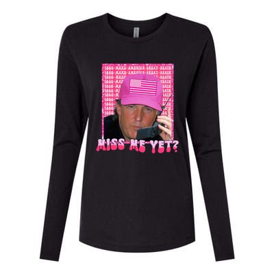 Funny Trump Pink Miss Me Yet Trump 2024 President 2024 Womens Cotton Relaxed Long Sleeve T-Shirt