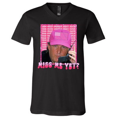 Funny Trump Pink Miss Me Yet Trump 2024 President 2024 V-Neck T-Shirt