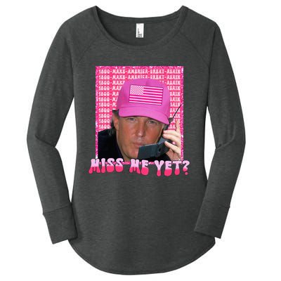 Funny Trump Pink Miss Me Yet Trump 2024 President 2024 Women's Perfect Tri Tunic Long Sleeve Shirt