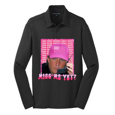 Funny Trump Pink Miss Me Yet Trump 2024 President 2024 Silk Touch Performance Long Sleeve Polo