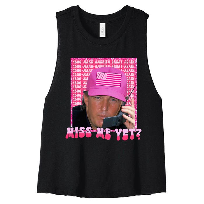 Funny Trump Pink Miss Me Yet Trump 2024 President 2024 Women's Racerback Cropped Tank