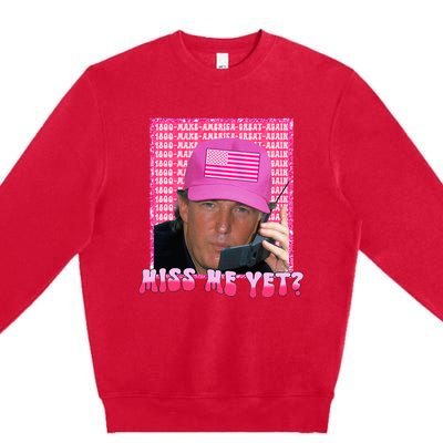 Funny Trump Pink Miss Me Yet Trump 2024 President 2024 Premium Crewneck Sweatshirt