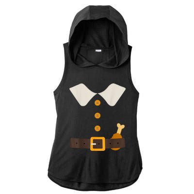 Funny Thanksgiving Pilgrim Costume With Turkey Leg Ladies PosiCharge Tri-Blend Wicking Draft Hoodie Tank