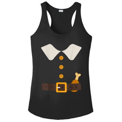 Funny Thanksgiving Pilgrim Costume With Turkey Leg Ladies PosiCharge Competitor Racerback Tank