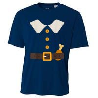 Funny Thanksgiving Pilgrim Costume With Turkey Leg Cooling Performance Crew T-Shirt