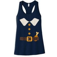 Funny Thanksgiving Pilgrim Costume With Turkey Leg Women's Racerback Tank