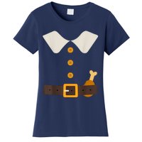 Funny Thanksgiving Pilgrim Costume With Turkey Leg Women's T-Shirt