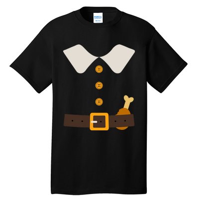 Funny Thanksgiving Pilgrim Costume With Turkey Leg Tall T-Shirt