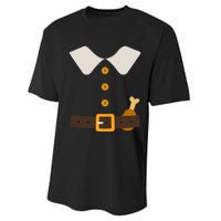 Funny Thanksgiving Pilgrim Costume With Turkey Leg Performance Sprint T-Shirt