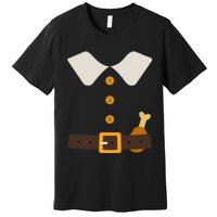 Funny Thanksgiving Pilgrim Costume With Turkey Leg Premium T-Shirt