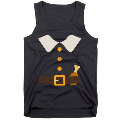 Funny Thanksgiving Pilgrim Costume With Turkey Leg Tank Top