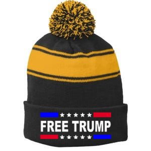 Free Trump Pro Donald Trump USA Election Stripe Pom Pom Beanie