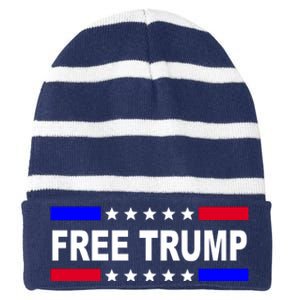 Free Trump Pro Donald Trump USA Election Striped Beanie with Solid Band