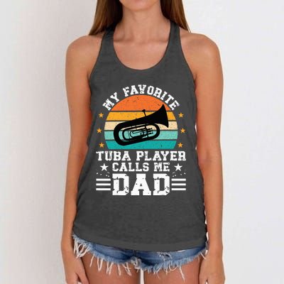 Favorite Tuba Player Dad Tuba Dad Of A Tuba Player Father Women's Knotted Racerback Tank