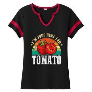 Funny Tomato Plant Based Gardener Veggie Pun Retro Tomatoes Ladies Halftime Notch Neck Tee