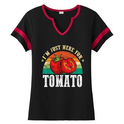 Funny Tomato Plant Based Gardener Veggie Pun Retro Tomatoes Ladies Halftime Notch Neck Tee