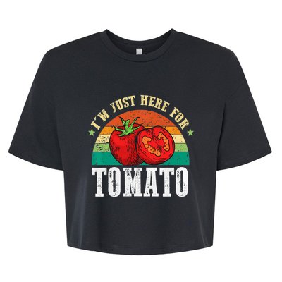 Funny Tomato Plant Based Gardener Veggie Pun Retro Tomatoes Bella+Canvas Jersey Crop Tee