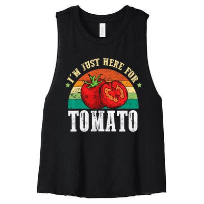 Funny Tomato Plant Based Gardener Veggie Pun Retro Tomatoes Women's Racerback Cropped Tank