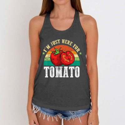 Funny Tomato Plant Based Gardener Veggie Pun Retro Tomatoes Women's Knotted Racerback Tank