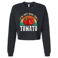 Funny Tomato Plant Based Gardener Veggie Pun Retro Tomatoes Cropped Pullover Crew