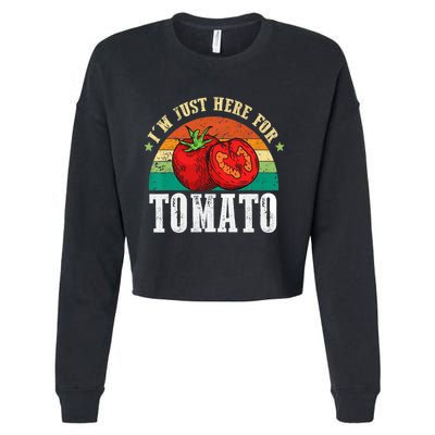 Funny Tomato Plant Based Gardener Veggie Pun Retro Tomatoes Cropped Pullover Crew