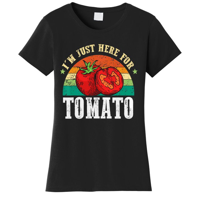 Funny Tomato Plant Based Gardener Veggie Pun Retro Tomatoes Women's T-Shirt