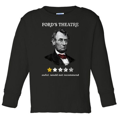 Fords Theater Presidential History Abe Lincoln Funny Toddler Long Sleeve Shirt