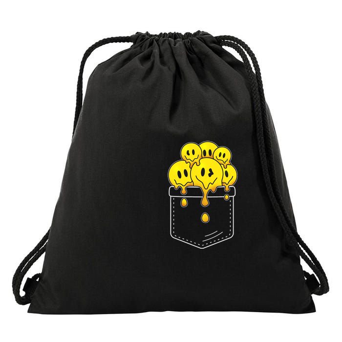 Funny Trippy Pocket Full Of Smiles Drawstring Bag