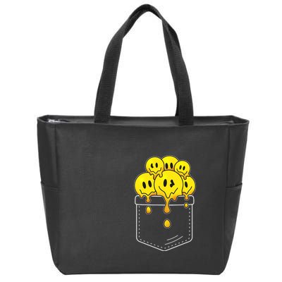 Funny Trippy Pocket Full Of Smiles Zip Tote Bag