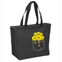 Funny Trippy Pocket Full Of Smiles Zip Tote Bag