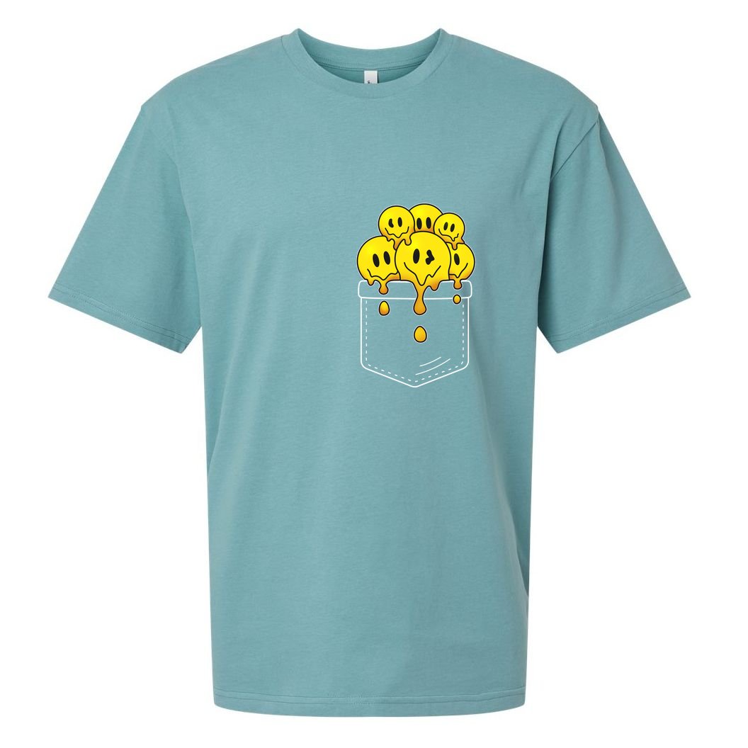 Funny Trippy Pocket Full Of Smiles Sueded Cloud Jersey T-Shirt