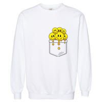 Funny Trippy Pocket Full Of Smiles Garment-Dyed Sweatshirt