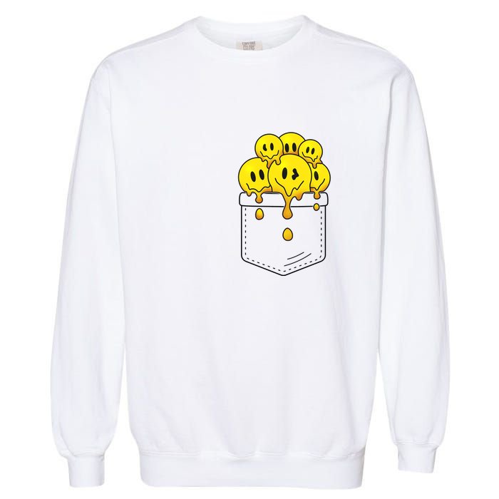 Funny Trippy Pocket Full Of Smiles Garment-Dyed Sweatshirt