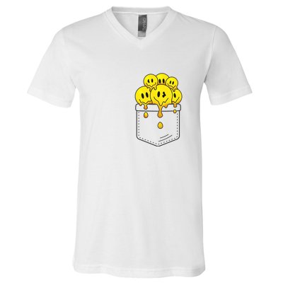 Funny Trippy Pocket Full Of Smiles V-Neck T-Shirt