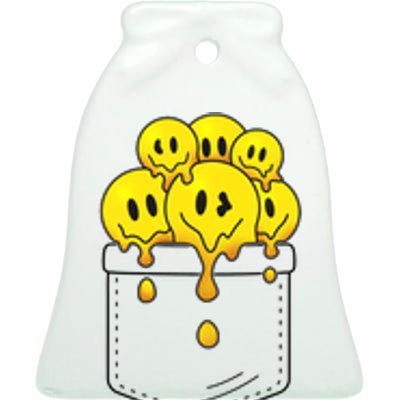 Funny Trippy Pocket Full Of Smiles Ceramic Bell Ornament