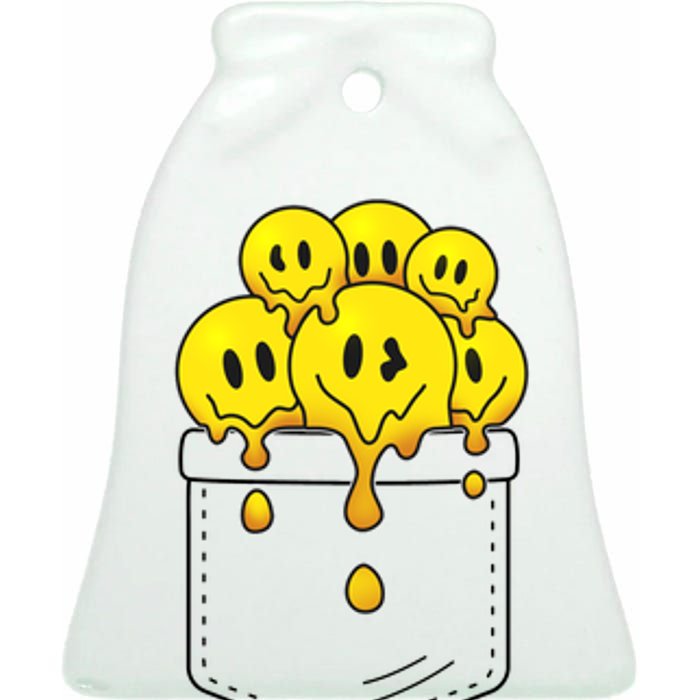 Funny Trippy Pocket Full Of Smiles Ceramic Bell Ornament