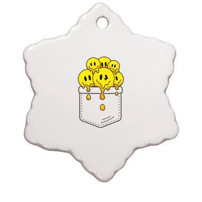 Funny Trippy Pocket Full Of Smiles Ceramic Star Ornament