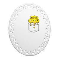 Funny Trippy Pocket Full Of Smiles Ceramic Oval Ornament