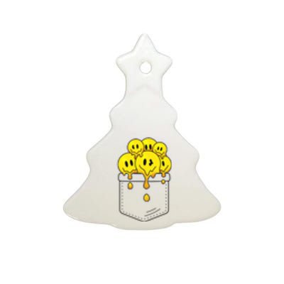 Funny Trippy Pocket Full Of Smiles Ceramic Tree Ornament